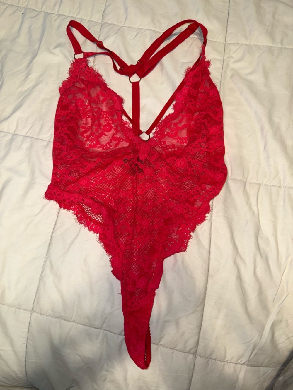 Victoria's Secret Red Lace Strappy Teddy
